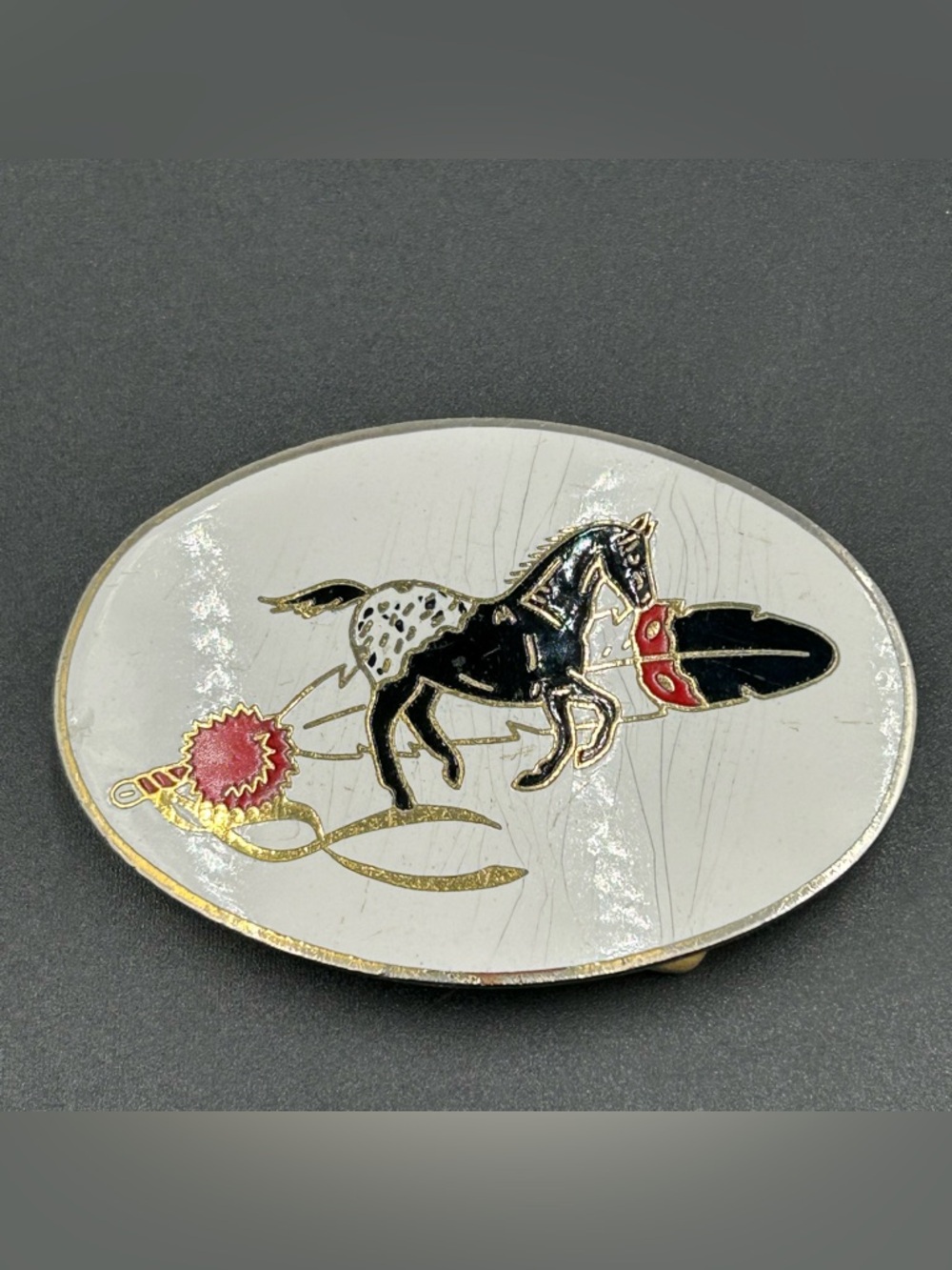 Vintage Don Quinn Originals Horse Belt Buckle Enamel HTG W VA USA